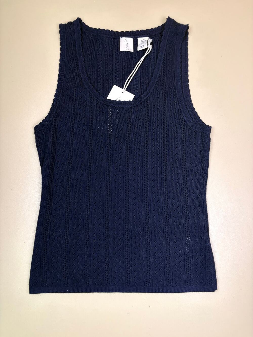 Joie Women’s Medium Navy Blue Pointelle Knit Tank Top Sleeveless NWT